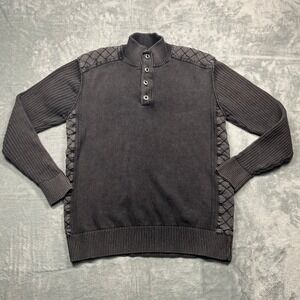 BKE Stonewash Henley Quarter Snap Sweater Mens Buckle Black Label Athletic Fit L